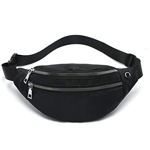 MOCE Waist Bag Fanny Pack for Men & Women Fashion Water Resistant Hip Bum Bag with Adjustable Belt for Travel Hiking Running Outdoor Sports.(Black02) - color: T-Black