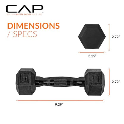 CAP 50 lbs Coated Dumbbell Set | Multiple Styles - color: Black handles, style: 5LBx2, 20lbx2 Set
