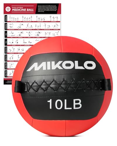 Mikolo Medicine Ball, Wall Ball,Soft Medicine Ball Set,Slam Ball for Core Training, Strength Workouts -Multi-Weight 10lbs 20lbs Exercise Balls for Home Gym, Functional Fitness (10/15/20/25LB) - style: 10lbs