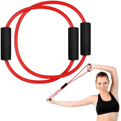 Barre Double Tube Red Resistance Band Exercise Tubes for Home Pilates Barre Workout
