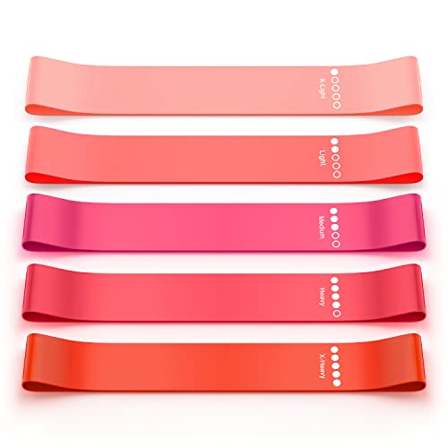 Bundle Set of 8 Resistance Bands for Workout, 3 Fabric Booty Bands and 5 Latex Exercise Bands with 2 Portable Bags