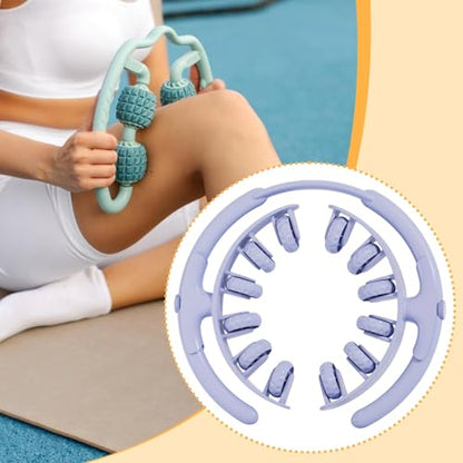 Leg Massage Tool with 12 Wheels Detachable Compact for Calves Arms 11x10.2x1.6inch Versatile Adjustable Tension, Blue