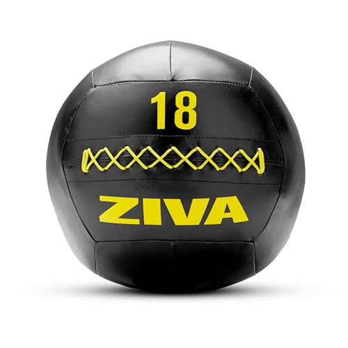 ZIVA Soft Wall Ball – Highly Durable Weighted Exercise Medicine Slam Ball for Strength and Conditioning Workout - Multiple Color, Weight Available - color: l. 18lb - BK