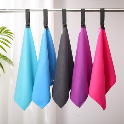 SmoothNovelty 10 Pcs Quick Dry Microfiber Camping Towels 25x32 cm, 5 Colors - color: 5 Colors