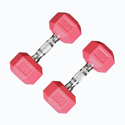NEXO Pink Rubber Hex Dumbbells Commercial Grade Rubber Hex Dumb Bell Weight