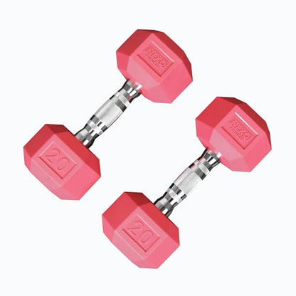 NEXO Pink Rubber Hex Dumbbells Commercial Grade Rubber Hex Dumb Bell Weight
