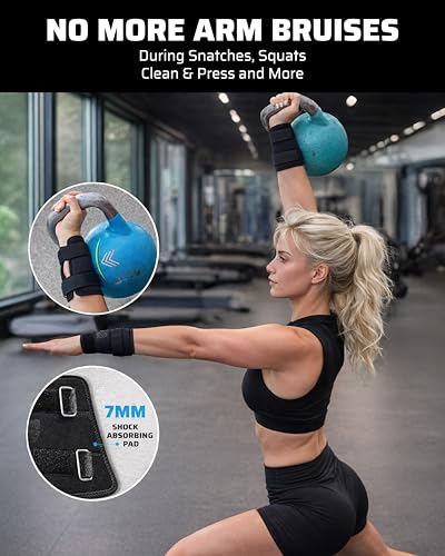 THEFITGUY Kettlebell Wrist & Forearm Guards for Men & Women, 7mm (Pair) | Impact-absorbing neoprene with adjustable straps and flexible no-insert comfort for cleans, snatches and presses