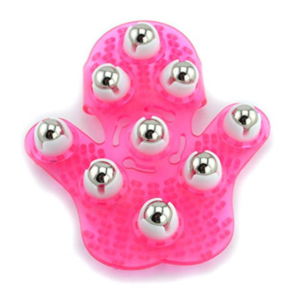 SAMYO Palm Shaped Massage Glove Body Massager with 9 360-degree-roller Metal Roller Ball Beauty Body Care (Pink)