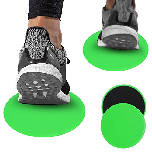 2Pcs Green Round Core Slider Discs - Fast Speed Slide Plates for Full - Body Workouts, Balancing, and Stability - Portable Wellness Equipment for Home or Travel