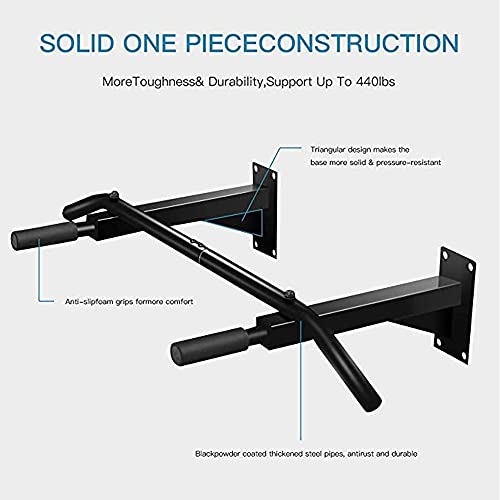 Wall Mounted Pull-Up Bar, Multifunction Dip Station/Heavy Duty Chin Up Bar for Home Gym Exercise and Workout, Can Bear 200Kg/440Lb