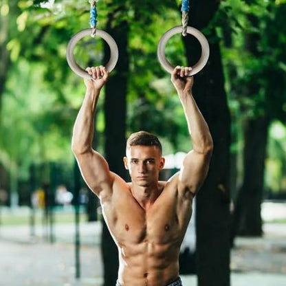 Wooden Gymnastic Rings 2 Pieces Grips for Calisthenics