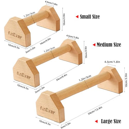 Push Up Stands, Handstand Parallettes Bars, Solid Wood Push Up Bars with Non-Slip Mat Push up Handles for Floor Exercise Home Workout Equipment for Men & Women Strength Training