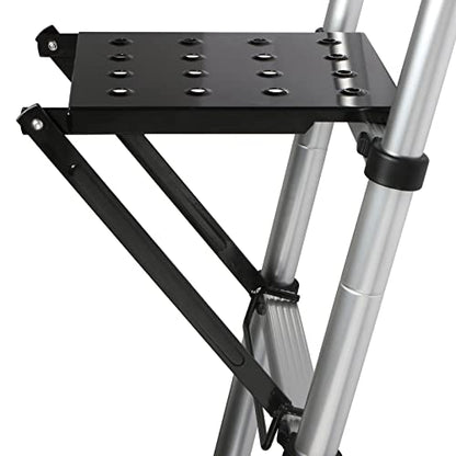 Ladder Platform, 400 lbs Capacity Ladder Step & Work Platform - Heavy Duty Anti-Slip Extension Ladder Standing Surface & Tool Tray, Stable Safety Attachment for Painting & Repairing (Black)
