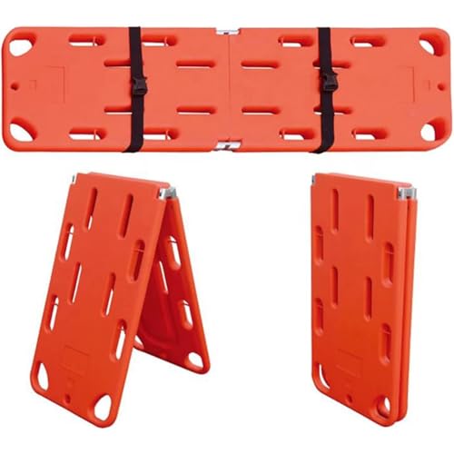 Water Floating Stretcher, PE Two-Fold Stretcher Weight Capacity 350lbs/159KG, Plastic Emergency Rescue Spine Board, Life Board with Seat Belt, First Responder Backboard