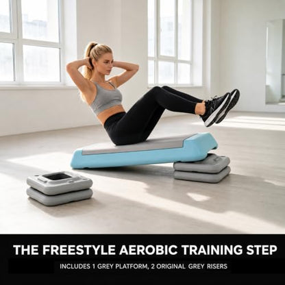 Aerobic Step Platform Height Adjustable Workout Step - color: Double-layer Base-Skyblue