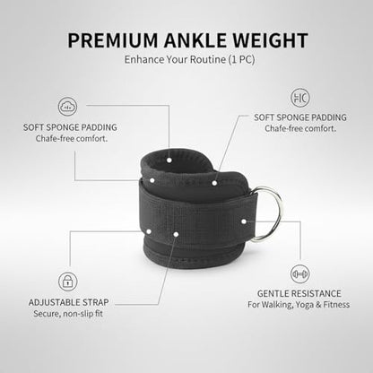 Ankle Weights with Soft Sponge Padding and Adjustable Hook and Loop Straps for Walking, Yoga, and Fitness (1 PC) - color: Black