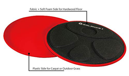 Balance 1 Red Core Sliders Disc-for Hardwood Floor or Carpet with Instruction Poster