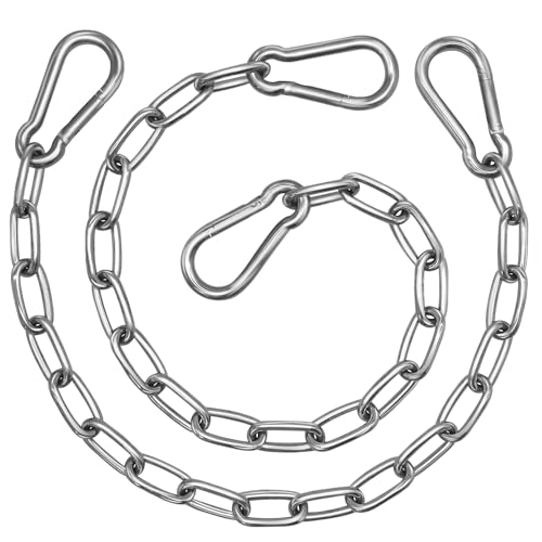 2 Pack Hanging Swing Chain with 4 Carabiners 25in, 660LB Capacity Heavy Duty Hammock Hardware Kit for Punching Bags, Swing Chairs, Indoor & Outdoor Gym (Silver) - color: Silver, size: 25in×2pcs
