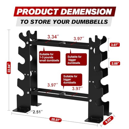 Dumbbell Rack Stand Only, Weight Rack for Home Gym Dumbbells, 5 Tier 450LBS Capacity Weight Holder Organizer, Black Weight Storage Racks Suitable for 1-45 LBS