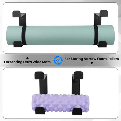 4 Tier Yoga Mat Holder Wall Mount & Yoga Mat Storage Rack,Heavy-duty steel fabrication,Holds 30 lbs for Foam Rollers,Resistance Bands,Home Gym