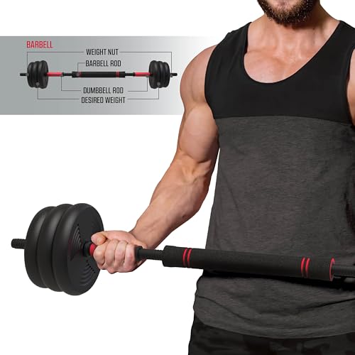 SmartBell Gym, 60 lbs. 4-in-1 Adjustable Interchangeable Dumbbell, Barbell, and Kettlebell Weight Set, Black
