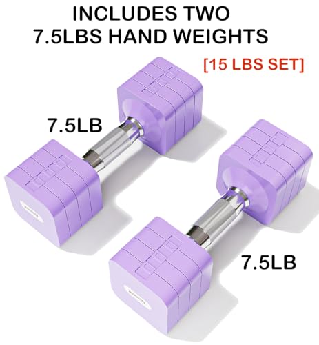 Adjustable Dumbbell Set for Women Men 7.5LB/10LB/15LB/20LB/25LB Each - color: Purple, style: 7.5LB Each [15 LBS Total]