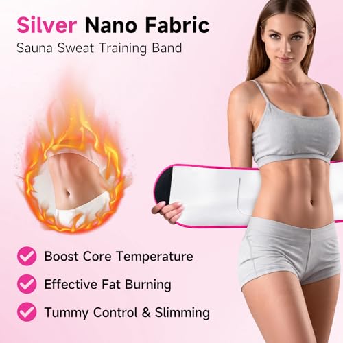 Waist Trainer for Women, Silver Nano Sweat Training Band, Adjustable Belly Wrap for Workout & Postpartum Support