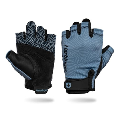 Harbinger Pro Gloves 3.0 - High Performance Training Gloves, Enhanced Grip, Breathable 4-Way Stretch, Adjustable Wrist Closure, Large, Women's - color: Slate Blue, size: Small