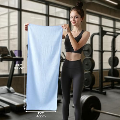 REDKISS 4 Pack Microfiber Gym Towels, Quick-Dry Sweat Towels for Workout, Yoga & Running, Soft Breathable, 39" x 16" - color: Pink/Light Blue