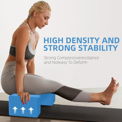 Large Foam Yoga Block 1 Pack, 9x6x4 Sturdy Pilates Block, Workout Block, Non Slip Surface Yoga Brick for Pilates Meditation, Stretching and Toning - color: BLUE