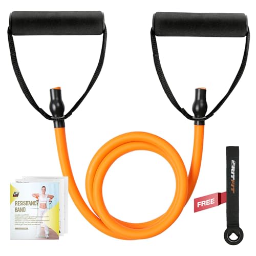 RitFit Single Resistance Exercise Band with Comfortable Handles - Ideal for Physical Therapy, Strength Training, Muscle Toning - Foam Padding Door Anchor and Starter Guide Included - size: 30-35lbs