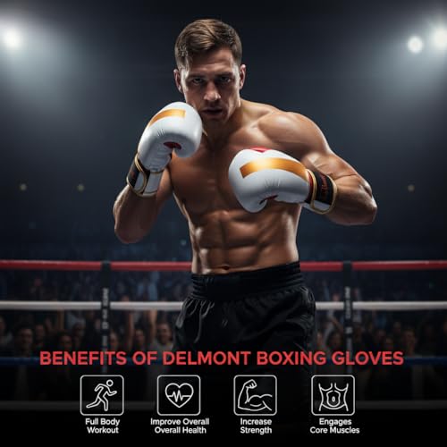 Delmont Boxing Gloves for Men and Women - Heavy Bag, Kickboxing, Sparring & Training Gloves with Multi-Layer Padding, Wrist Support & Breathable Lining