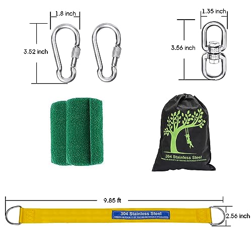 Safe Tree Swing Straps Hanging Kit with Two Alloy Carabiners 2,200lb Breaking Strength Easy and Fast Installation Swings or Hammocks (10ft-Single)