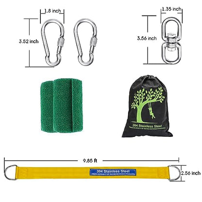 Safe Tree Swing Straps Hanging Kit with Two Alloy Carabiners 2,200lb Breaking Strength Easy and Fast Installation Swings or Hammocks (10ft-Single)