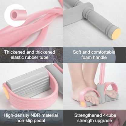 21 Fitness Resistance Bands-6 Tube Pedal Ankle Puller, Pedal Resistance Band with Handle, Natural Latex Fitness Bands, Multifunction Tension Rope for Abdomen, Waist, Arm