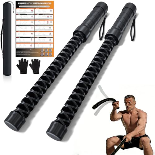 Ropeless Battle Ropes, Cordless Weighted Workout Ropes with Flexible Design, Low Impact Portable No Noise Fitness Equipment for Apartment Home Gym, Arm Training HIIT Cardio for Men & Women