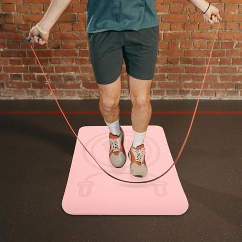 Anti-Slip Workout Mat Non-slip Tpe Skipping Rope Mat 23.6x15.7x0.4Inch Soundproofing Fitness Exercise Pad for Indoor Home Gym Workout Yoga Training