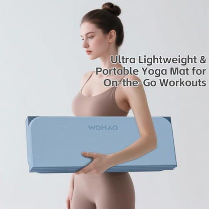 7-Fold Yoga Mat 70"x24" - 1/2 Inch Thick Folding Exercise Mat, Compact Non-Slip TPE Mat for Travel, Storage, Yoga & Home Gym, Lightweight & Portable