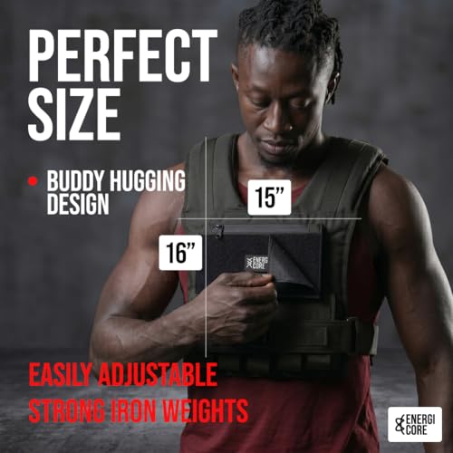 ENERGI CORE Adjustable Weighted Vest , 20lbs/30lbs/40lbs - Heavy Duty Tactical Weight Vest for Men & Women Workout - Removable Iron Weights, Reflective Strip & Zipper Pocket - Strength Training, Running & Fitness