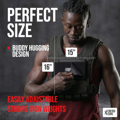 ENERGI CORE Adjustable Weighted Vest , 20lbs/30lbs/40lbs - Heavy Duty Tactical Weight Vest for Men & Women Workout - Removable Iron Weights, Reflective Strip & Zipper Pocket - Strength Training, Running & Fitness