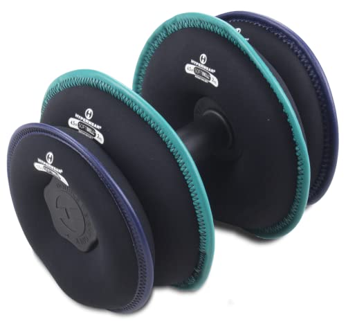 HYPERWEAR SoftBell Adjustable Dumbbells – Soft Neoprene Weight Plates with Easy-Grip Handle, Modular Dumbbell System for Home Gym, Strength & Functional Training (3-40 lbs) - color: (G) 25-Pound | Indigo Green | Single | 4 Plates