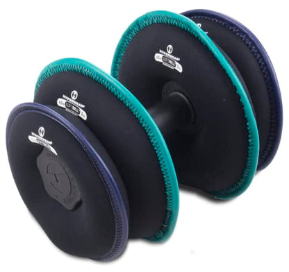 HYPERWEAR SoftBell Adjustable Dumbbells – Soft Neoprene Weight Plates with Easy-Grip Handle, Modular Dumbbell System for Home Gym, Strength & Functional Training (3-40 lbs) - color: (G) 25-Pound | Indigo Green | Single | 4 Plates