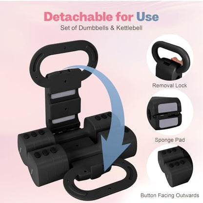 kisnbld Adjustable Dumbbell Set, 2-in-1 Dumbbells & Kettlebell,Hand Weights - color: Black