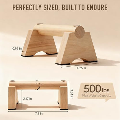 Wood Push up Bar, 2 PCS Parallettes Bars for Men Strength Training, Calisthenics Equipment for Handstand Training - size: 20CM