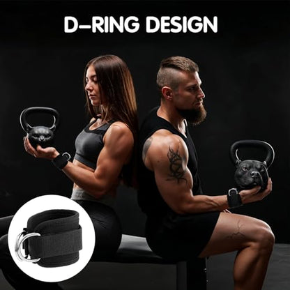 2 Pcs Wrist Cuffs Lifting Straps with D Rings, Weight Lifting Straps Wrist Strap for Weightlifting Adjustable Gym Weightlifting Strap for Cable Machines Strength Training Bodybuilding Deadlifting