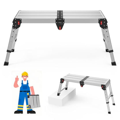 Work Platform 500 Lbs, Folding Step Stool with One-Touch Automatic Fold, 4 Height Adjustment Step Platform, Perfect for RV Cleaning, Home Painting and Reaching High Places, Larger, Black - size: Larger Black