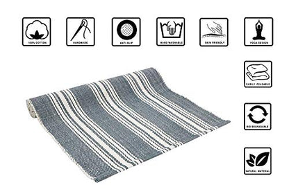 Hand Woven 100% Cotton Yoga Mat- Thick Handloom Made in India- for Gym Floor Exercise - Runner for Bedroom