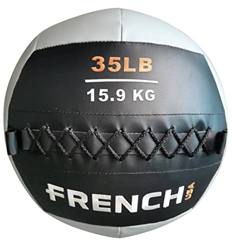 French Fitness Soft Medicine Wall Ball – Durable PU Surface, Impact-Absorbing, & Even Weight Distribution for Strength, Conditioning & Core Training (35 lb)