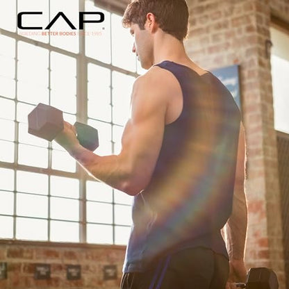 CAP Rubber Coated Dumbbell Weights, Free Weights for Home Gym Strength Training, Anti-Roll Hex Dumbbells with Black, Chrome & Comfort Grip Handles, Singles - size: 10 lb, style: Comfort Grip