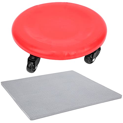 KANASI Abdominal Exercise Wheel, 4 wheel slide disc with soft PVC rollers for core strength training at home or gym for fitness enthusiasts